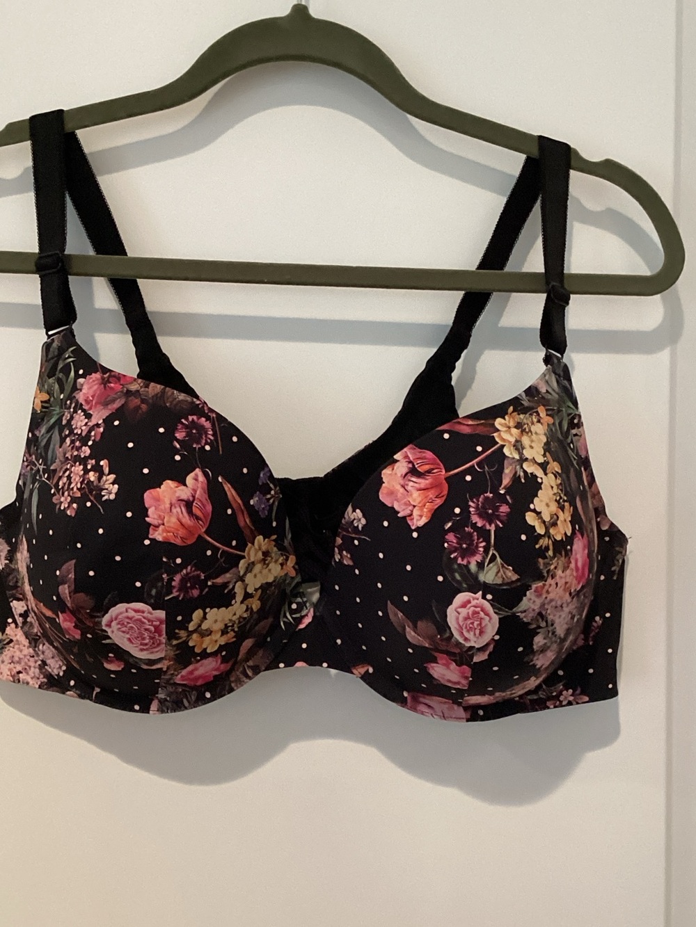 torrid Black Floral Underwire Bra with Pink & Cream Flowers
